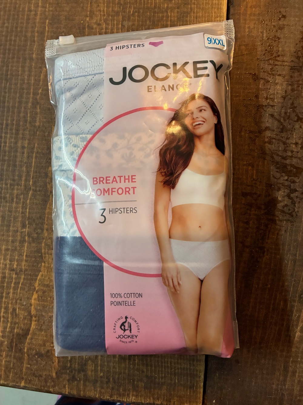 Jockey Elance Breathe Comfort Hipster Panties - White & Navy (3-Pack)